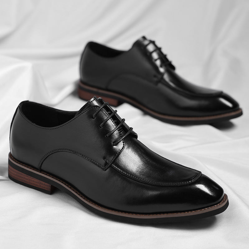 Zapatos derby para hombre de cuero de plena flor con puntera dividida y cordones