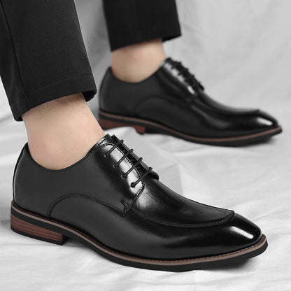 Zapatos derby para hombre de cuero de plena flor con puntera dividida y cordones