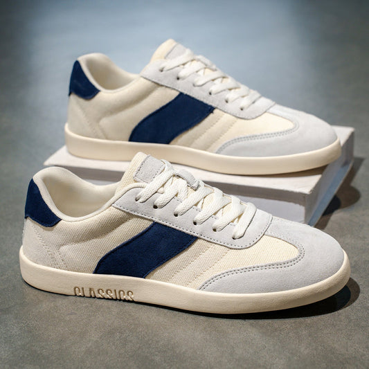 Men's Sneakers with Canvas Upper, Side Stripe, and EVA Sole