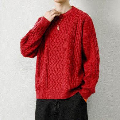 Jersey de hombre con cuello redondo y ajuste holgado