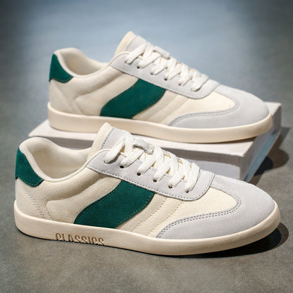 Men's Sneakers with Canvas Upper, Side Stripe, and EVA Sole