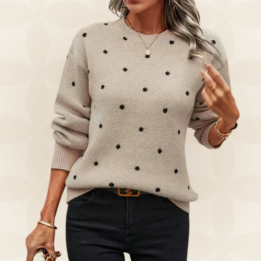 Maglione Donna a Pois con Maniche Lunghe e Scollo Tondo – Stile Versatile