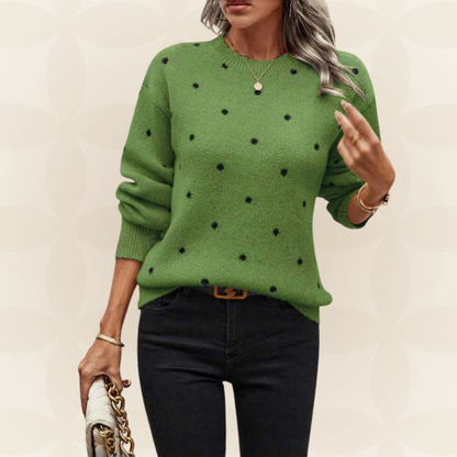 Maglione Donna a Pois con Maniche Lunghe e Scollo Tondo – Stile Versatile