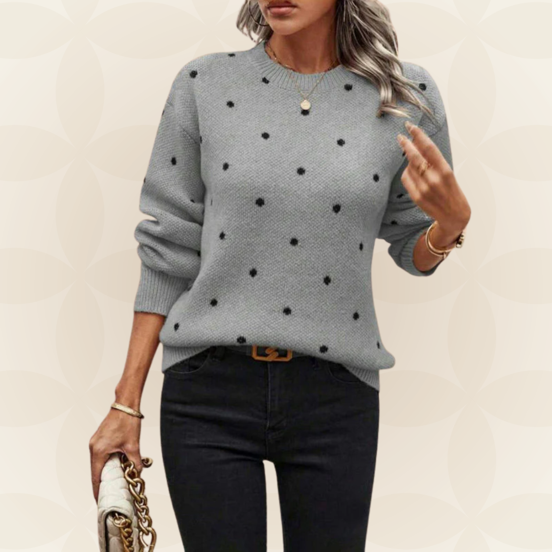 Maglione Donna a Pois con Maniche Lunghe e Scollo Tondo – Stile Versatile