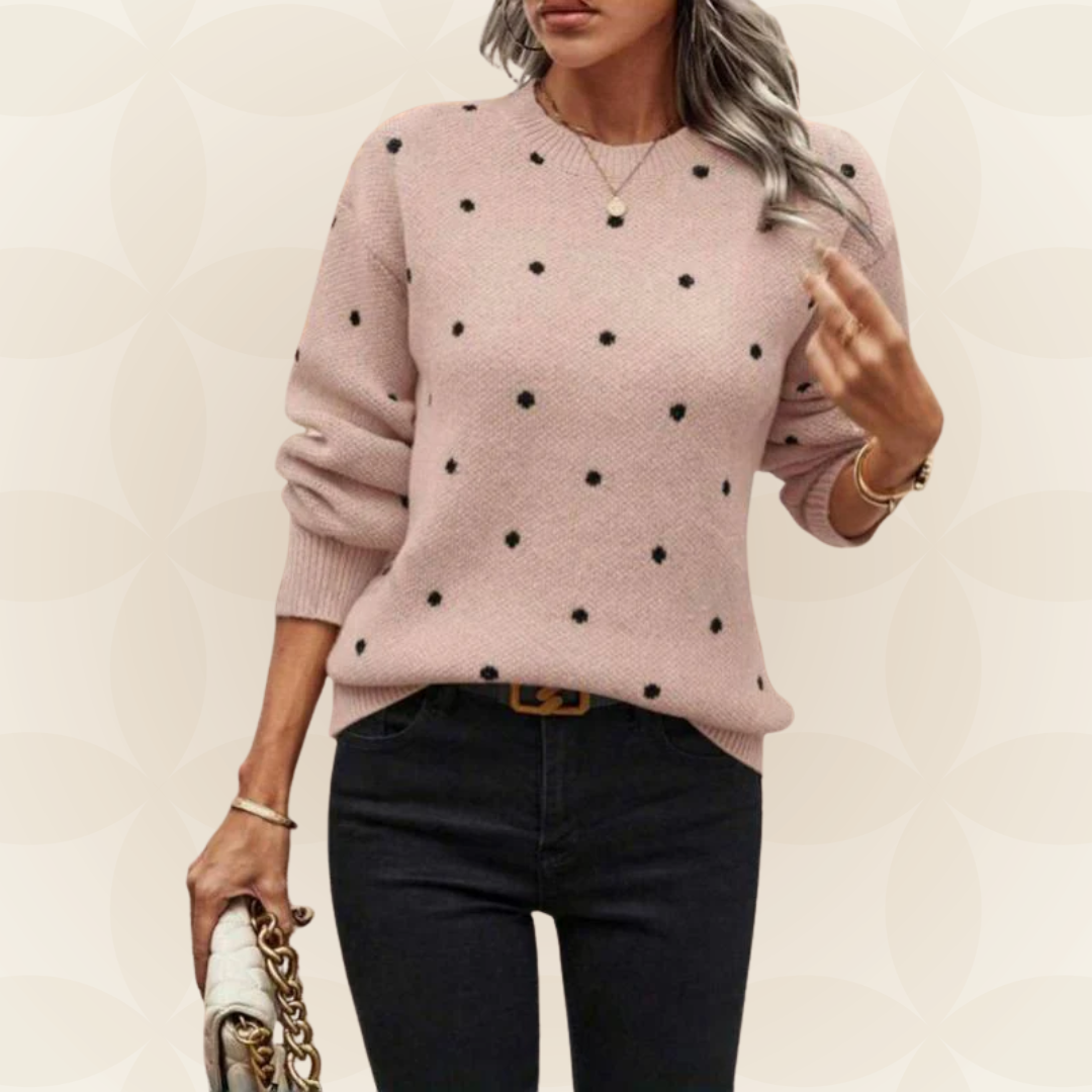 Maglione Donna a Pois con Maniche Lunghe e Scollo Tondo – Stile Versatile