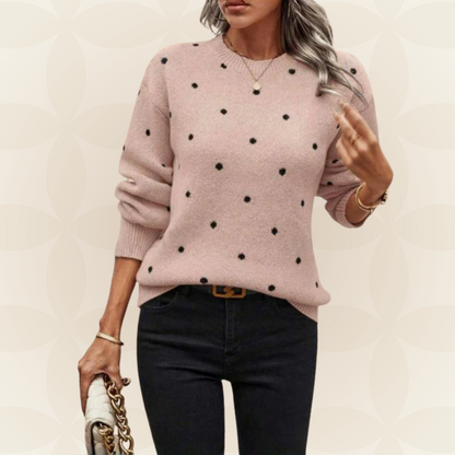 Maglione Donna a Pois con Maniche Lunghe e Scollo Tondo – Stile Versatile