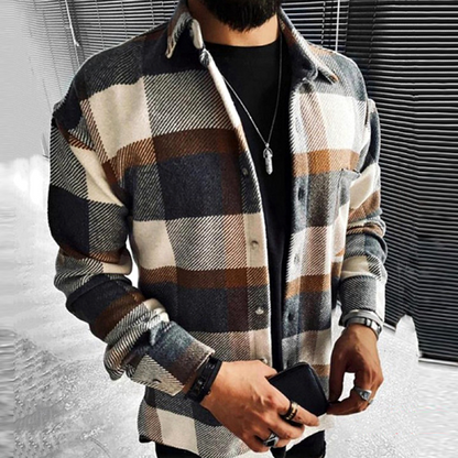 Camisa de hombre de franela manga larga corte regular