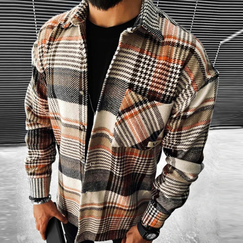 Camisa de hombre de franela manga larga corte regular