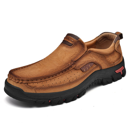 Men's Slip-On Leather-Effect Shoes with Non-Slip Sole and Cushioned Insole