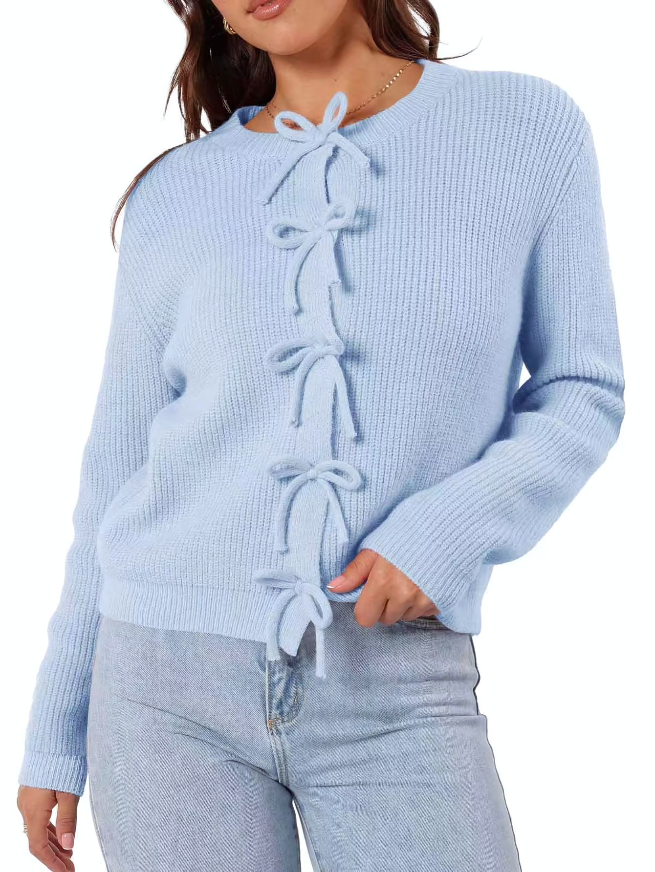 Cardigan Donna Autunnale con Laccetti e Apertura Frontale – Stile Versatile