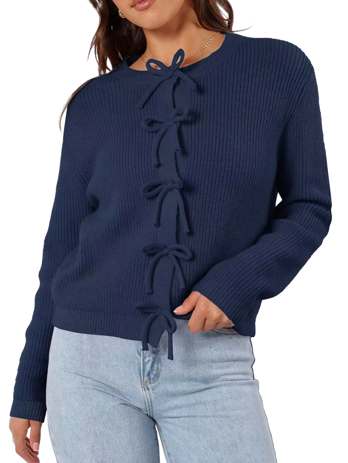 Cardigan Donna Autunnale con Laccetti e Apertura Frontale – Stile Versatile