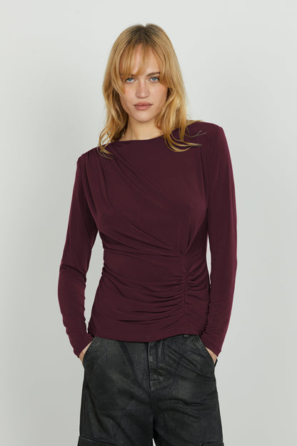 Women's Long Sleeve Blouse with Pleated Detail and Longer Back – Casual Autumn Style