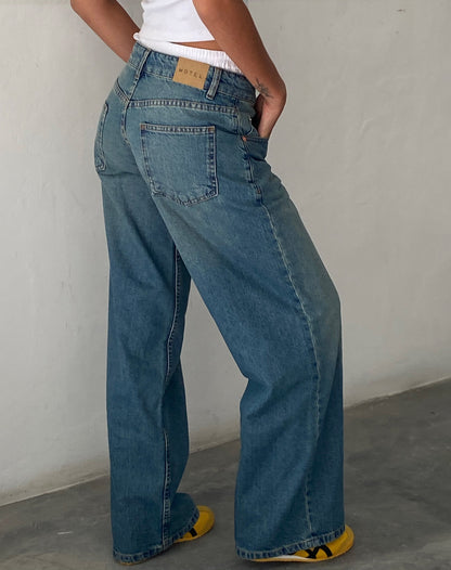 Jeans Donna a Gamba Extra Larga, Vita Bassa Effetto Vintage – Stile Jeans