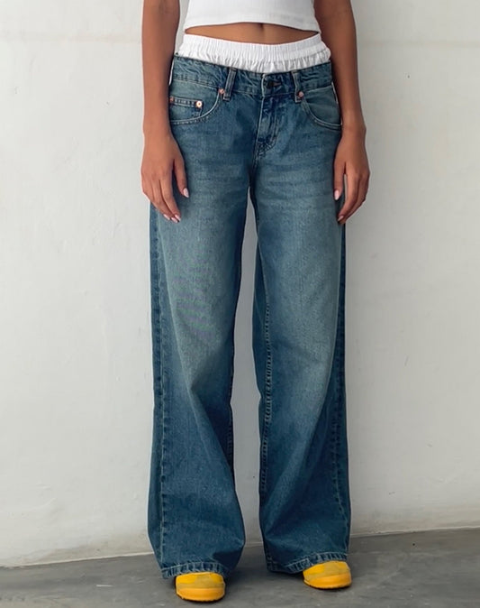 Women's Jeans with Extra Wide Legs, Low Waist Vintage Effect – Jeans Style