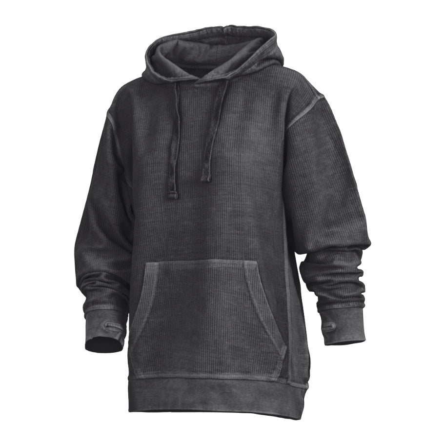 Felpa Donna con Cappuccio in Velluto Stone Wash e Fori per Pollici