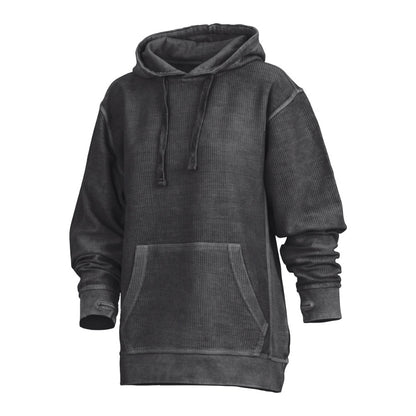 Felpa Donna con Cappuccio in Velluto Stone Wash e Fori per Pollici