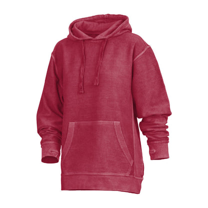 Felpa Donna con Cappuccio in Velluto Stone Wash e Fori per Pollici