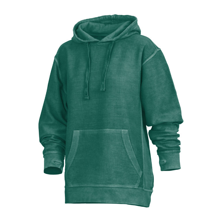 Felpa Donna con Cappuccio in Velluto Stone Wash e Fori per Pollici