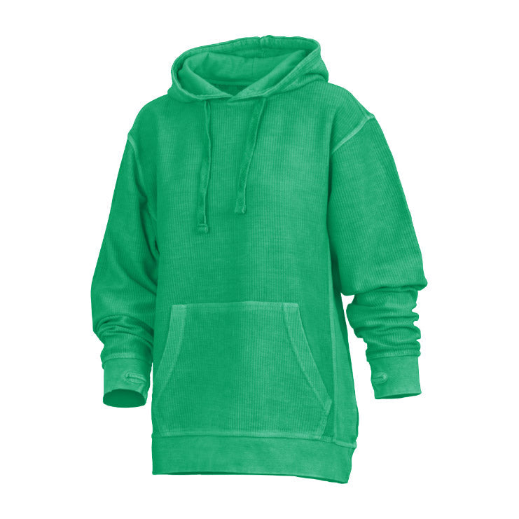 Felpa Donna con Cappuccio in Velluto Stone Wash e Fori per Pollici