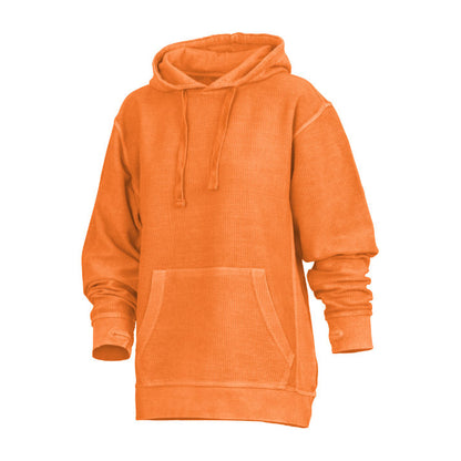 Felpa Donna con Cappuccio in Velluto Stone Wash e Fori per Pollici