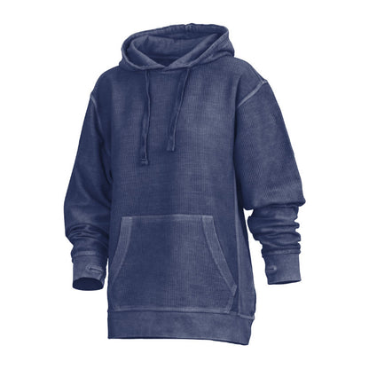 Felpa Donna con Cappuccio in Velluto Stone Wash e Fori per Pollici