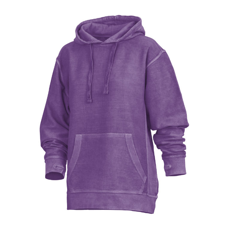 Felpa Donna con Cappuccio in Velluto Stone Wash e Fori per Pollici