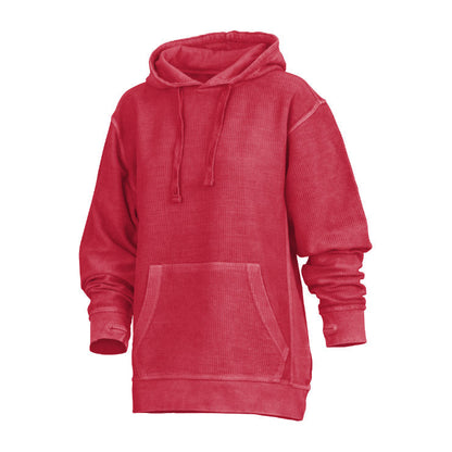 Felpa Donna con Cappuccio in Velluto Stone Wash e Fori per Pollici