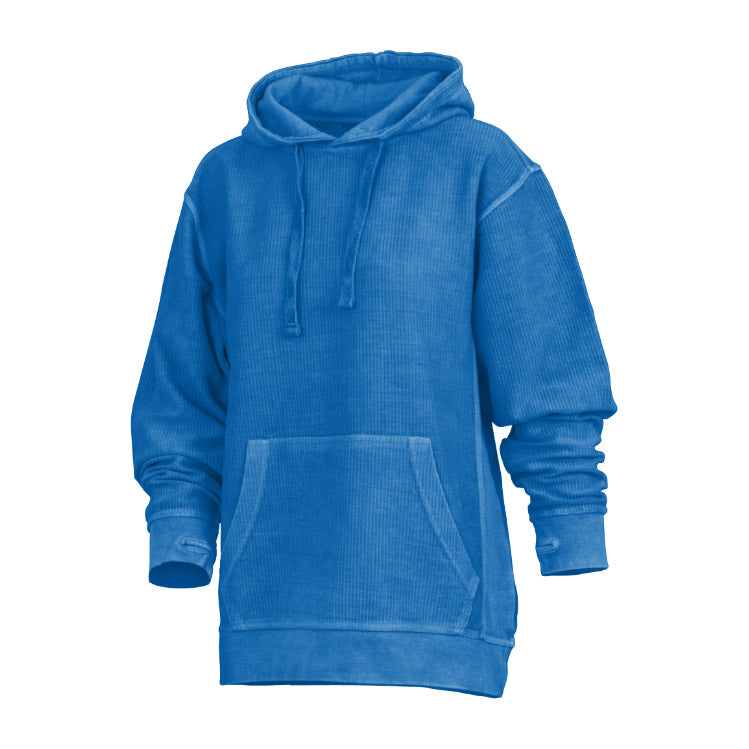 Felpa Donna con Cappuccio in Velluto Stone Wash e Fori per Pollici