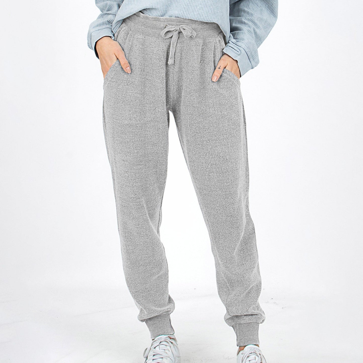 Women's Jogger Pants with Elastic Waist and Ribbed Cuffs – Cotton Style