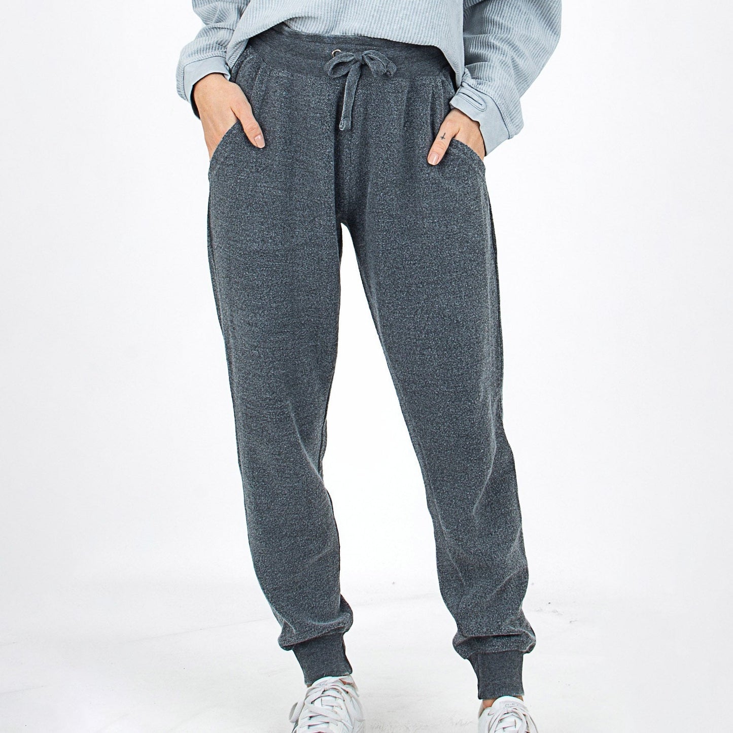 Women's Jogger Pants with Elastic Waist and Ribbed Cuffs – Cotton Style