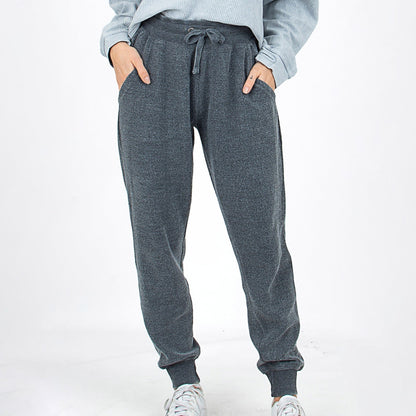 Women's Jogger Pants with Elastic Waist and Ribbed Cuffs – Cotton Style