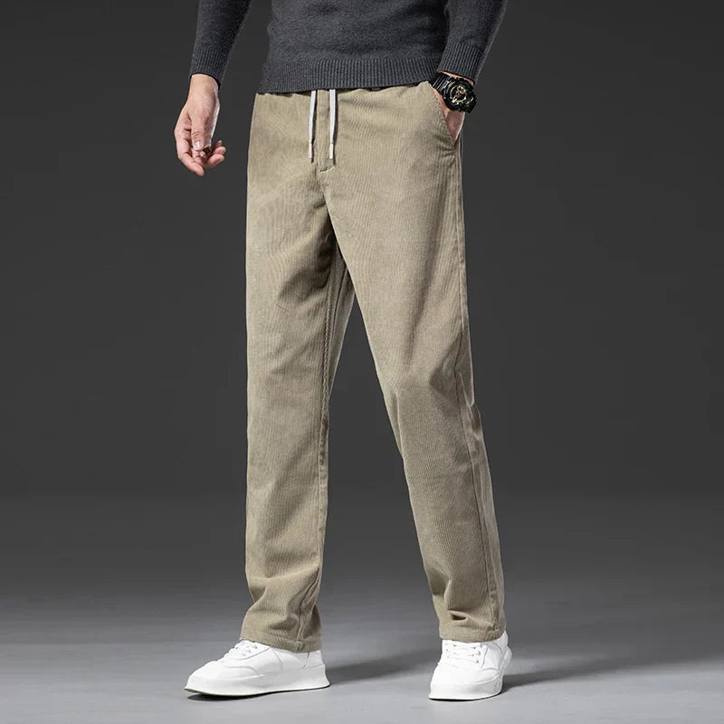 Pantaloni Uomo Velluto Style a Gamba Dritta con Vita Regolabile – Vestibilità Comoda