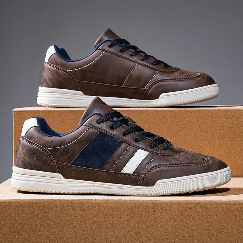 Men's Low Sneakers with Layered Inserts and Two-Tone Design