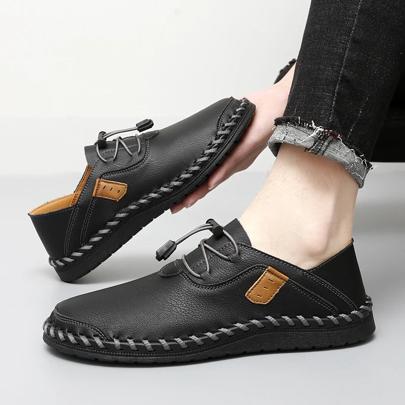 Men's Elegant Shoes with Hand Stitching and Adjustable Laces