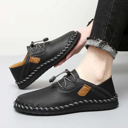 Men's Elegant Shoes with Hand Stitching and Adjustable Laces