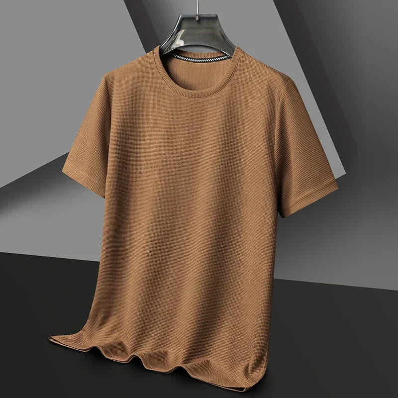 Herre T-shirt med Rund Hals, Bikagemønster og Netstruktur