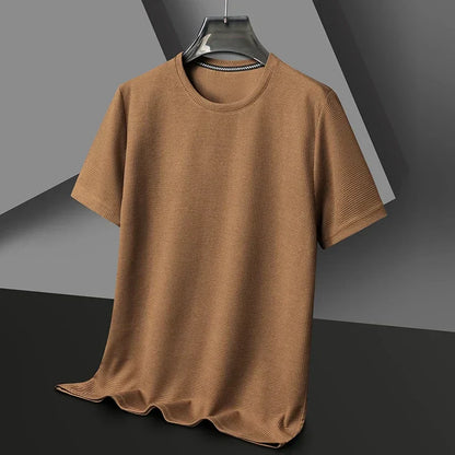 Herre T-shirt med Rund Hals, Bikagemønster og Netstruktur