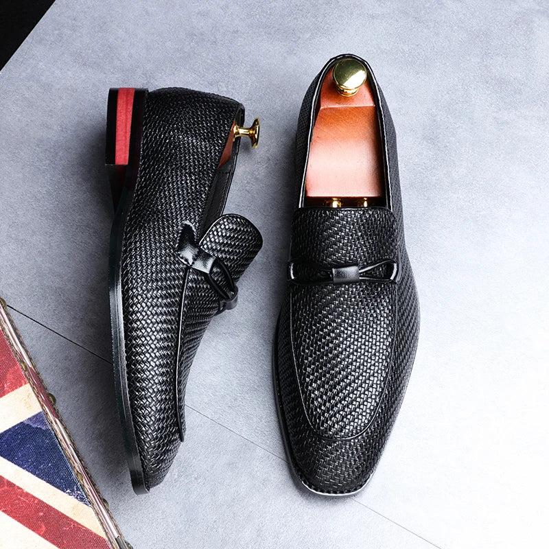 Men's Oxford-style loafers with a faux-leather finish and lace-up detail