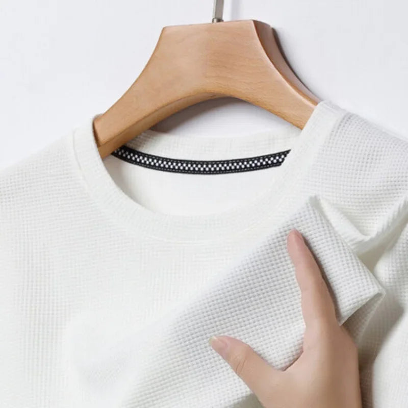 Herre T-shirt med Rund Hals, Bikagemønster og Netstruktur