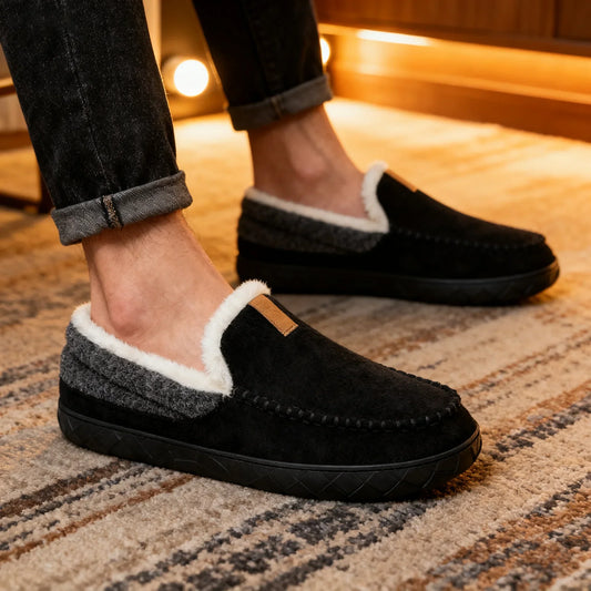 Herresko Efterår Slip-On Rundet Tå Pelsforing EVA Sål Skridsikker – Komfortable Sko