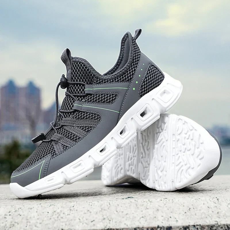 Men's Running Shoes with Mesh Upper, Quick Closure, and Cushioned Sole