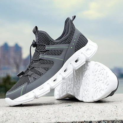 Men's Running Shoes with Mesh Upper, Quick Closure, and Cushioned Sole