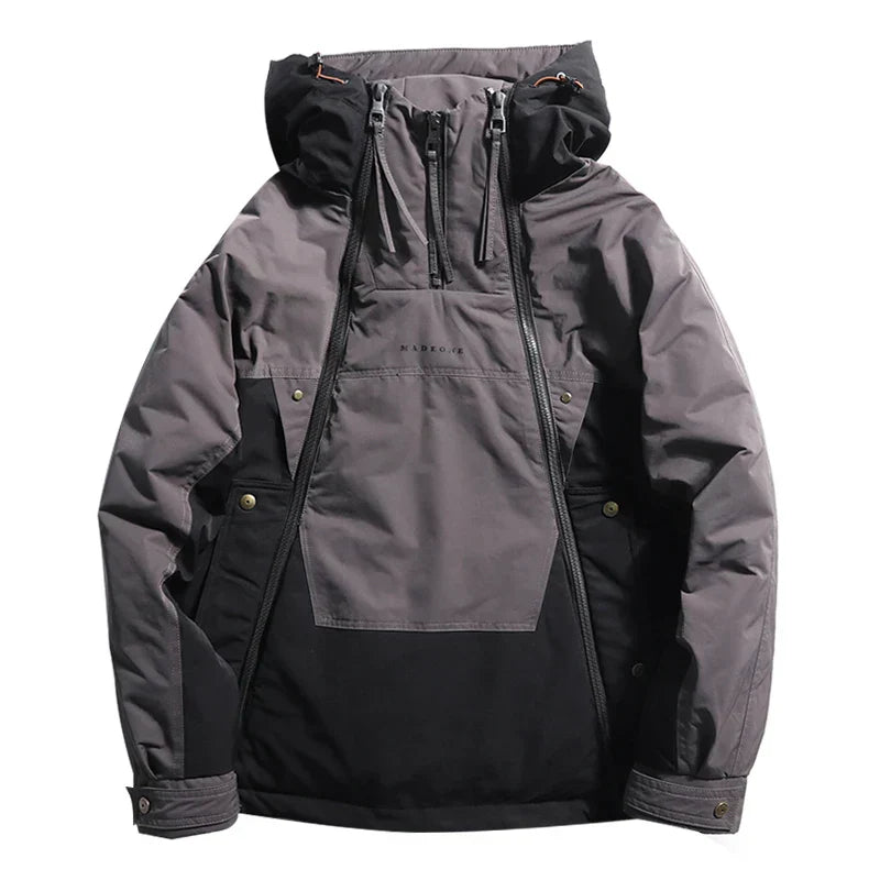 Giacca Invernale Uomo con Doppia Zip, Interno Trapuntato e Design Colore Block – Stile Funzionale