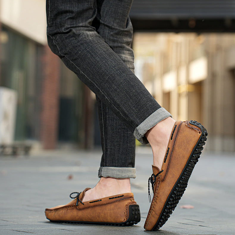 Herreslip-on mokkasiner med gummisål