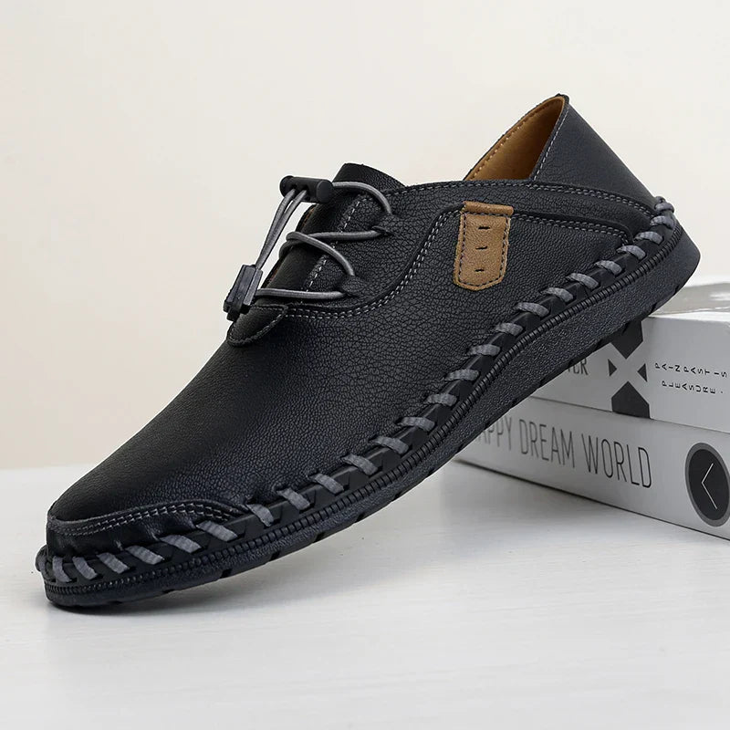 Men's Elegant Shoes with Hand Stitching and Adjustable Laces