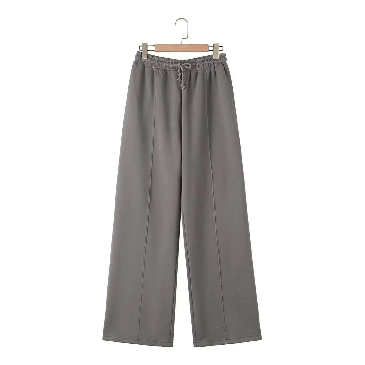 Women's Two-Piece Set with Zip Top and High-Waisted Wide-Leg Pants