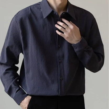 Camicia Uomo a Tinta Unita Antipiega con Bottoni – Vestibilità Comoda