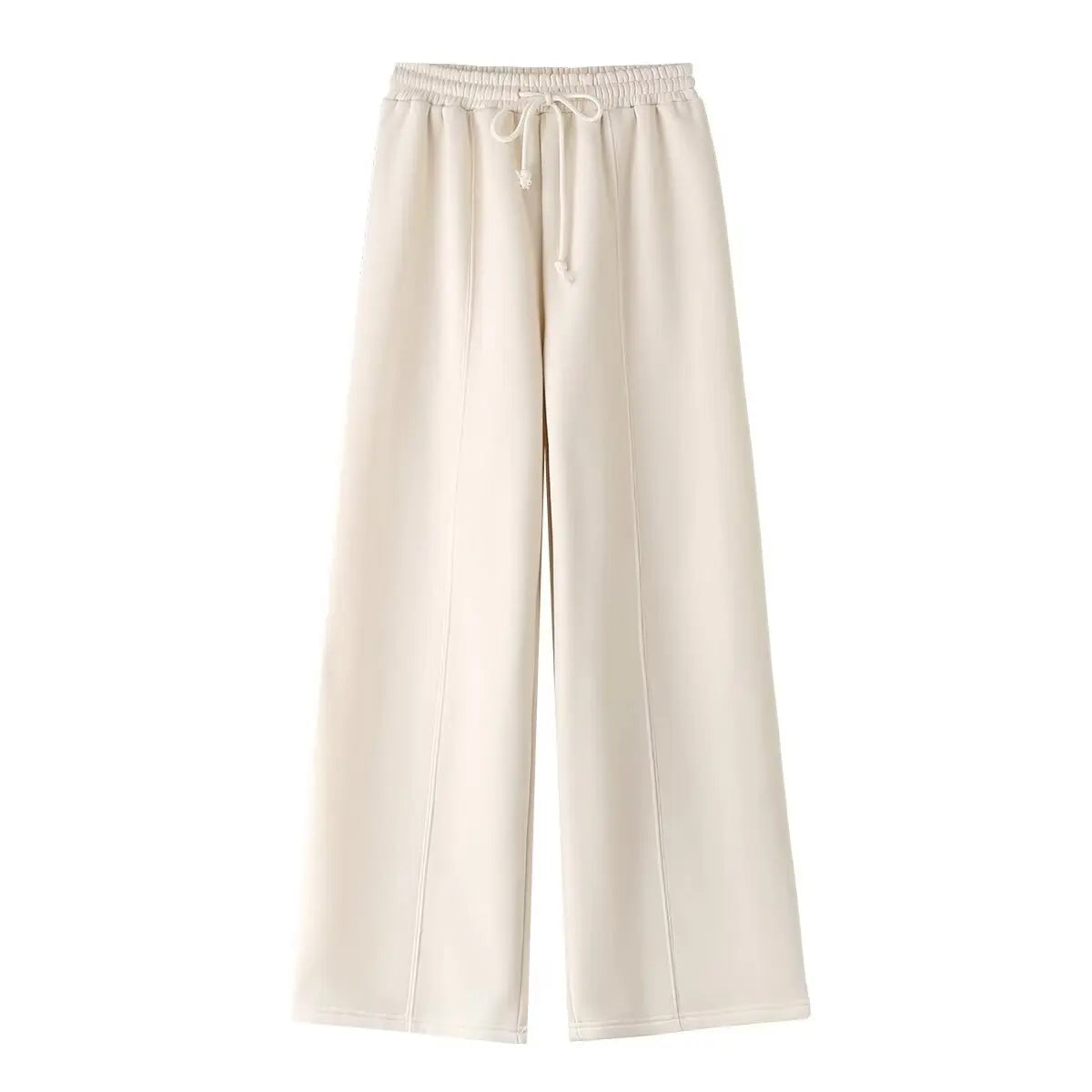Women's Two-Piece Set with Zip Top and High-Waisted Wide-Leg Pants