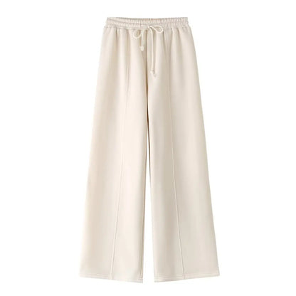 Women's Two-Piece Set with Zip Top and High-Waisted Wide-Leg Pants