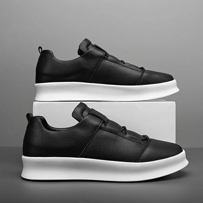 Zapatillas deportivas de hombre con efecto piel, cordones y suela antideslizante